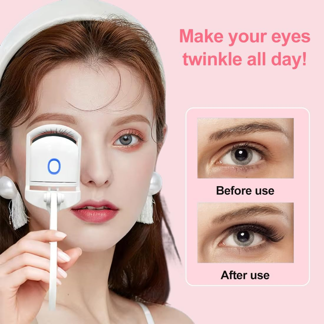 Tomedeks Heated Eyelash Curler, Heated, Electric Eyelash Curler with Intelligent Temperature Sensor, Eyelash Curler Styling Tools, Pack of 2 image number 2