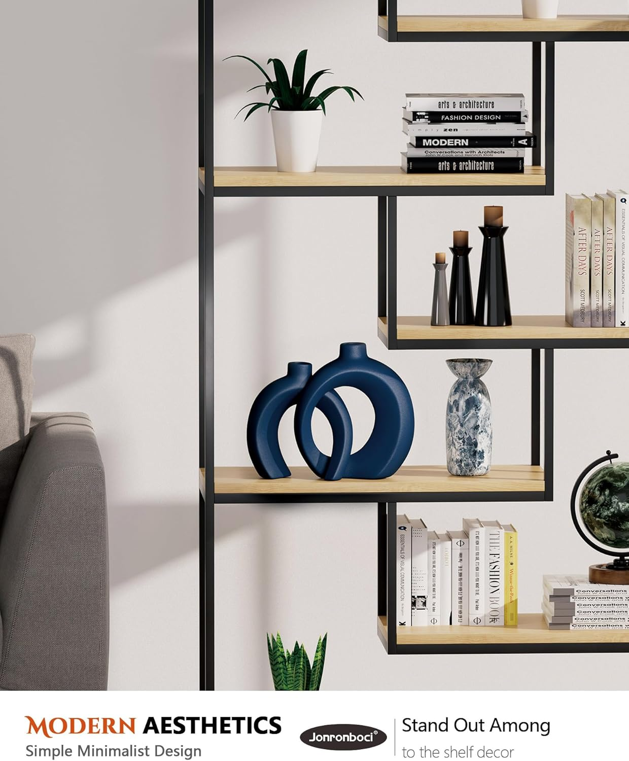 Matte Ceramic Blue Vase Set of 2 - Snuggle Hollow Navy Blue Decor for Living Room, Vases Home Decor for Coffee Table Sofa Table Entrance Shelf or Console Fireplace Mantel Decor (Matte Navy Blue) - Matte Cream White image number 5