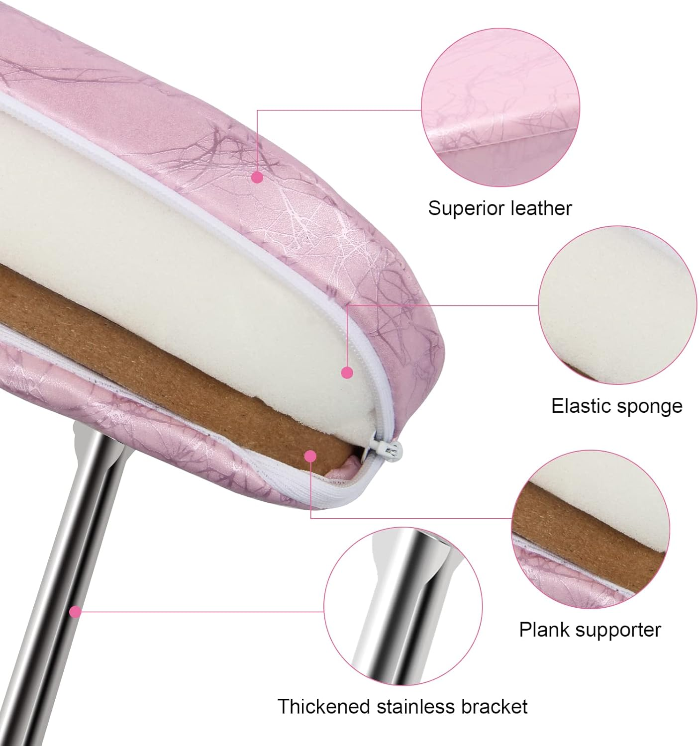 Coldairsoap Nail Pillow Hand Rest with Bracket, Professional Manicure Arm Stand Holder for Nails Art DIY Foldable Microfiber Leather Nail Hand Rest Cushion for Nail Salon Technician (Pink) image number 5