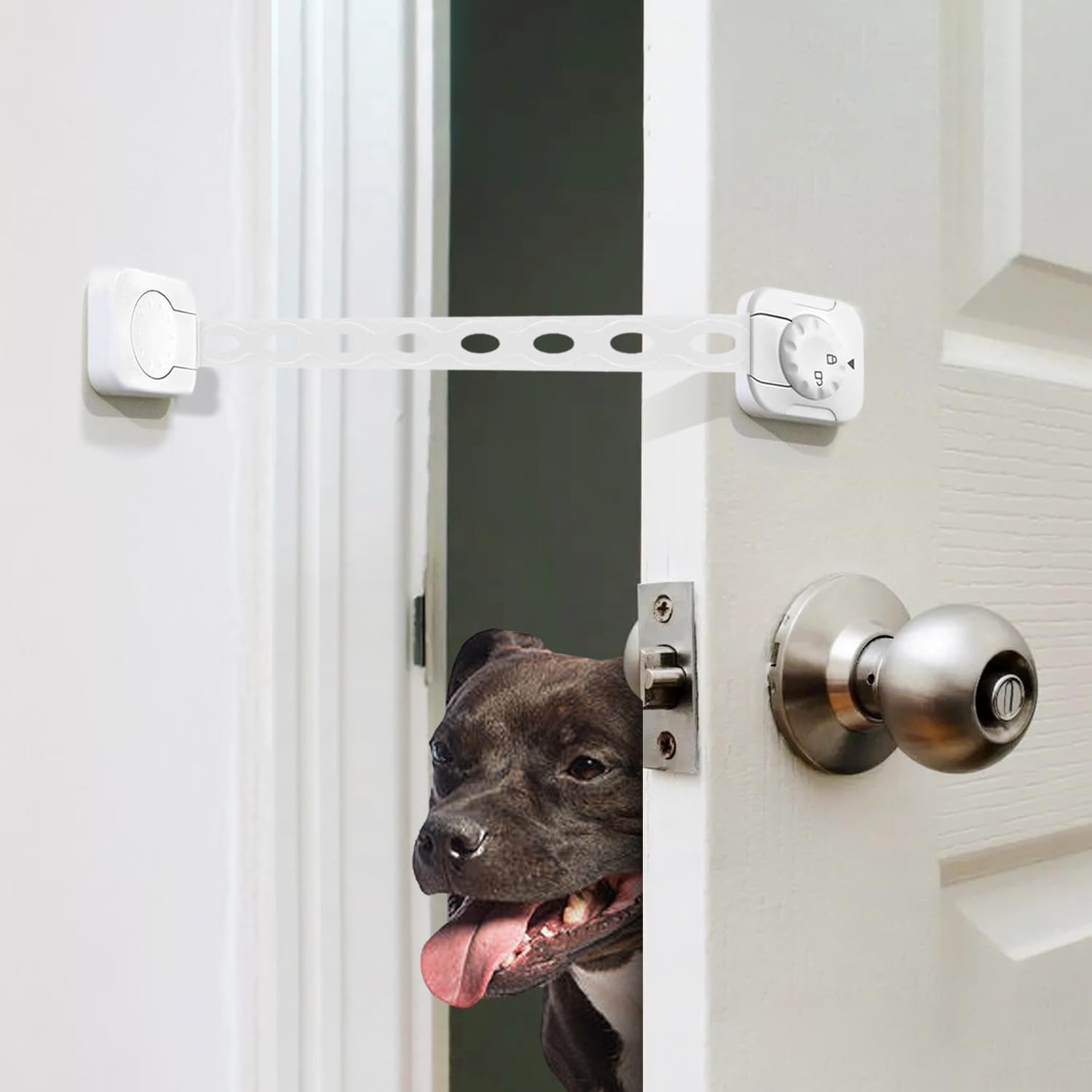 Cat Dog Door Holder Latch - Alternative to Keep Dogs Out of Litter Boxes and Food Adjustable Size Strap Economical Pet Gate and Interior Cat Door Stopper to Keep Dog Out of Litter Boxes and Food image number 2