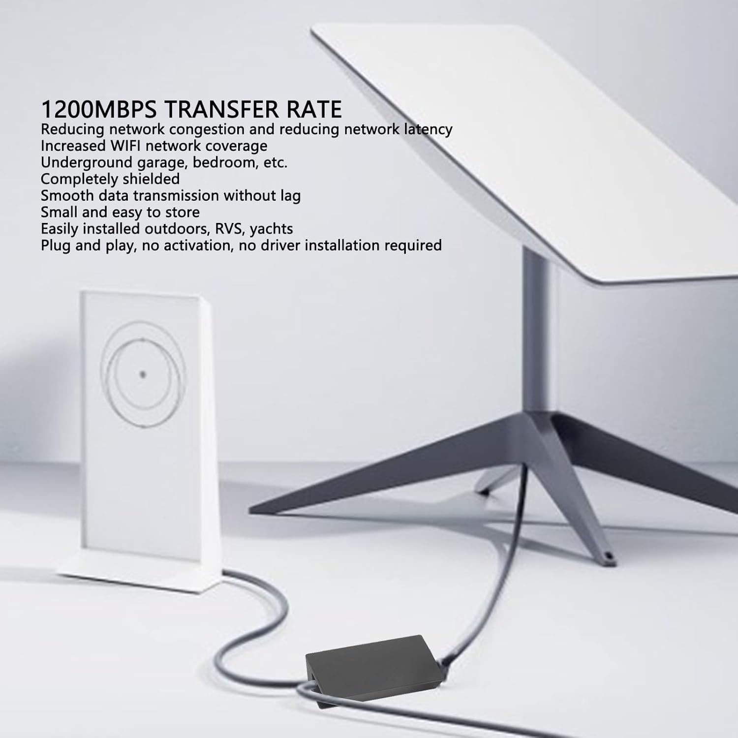 Ethernet Adapter for Satellite Internet V2 - Plug and Play, 1200Mbps High-Speed with 3.3Ft Cable