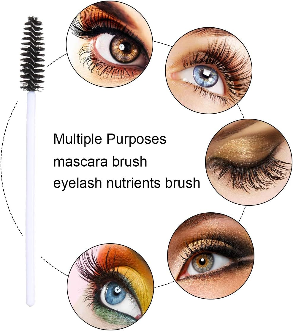 Akstore 100 PCS Disposable Eyelash Brushes Mascara Wands Eye Lash Eyebrow Applicator Cosmetic Makeup Brush Tool Kits (White-Black) image number 3