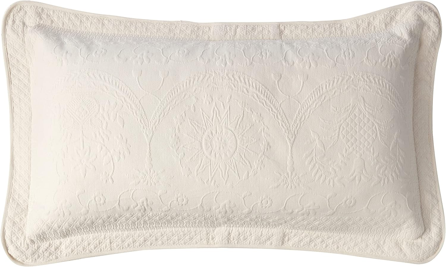 HISTORIC CHARLESTON King Charles Modern Farmhouse Floral Matelasse Decorative Pillowcase, 100% Cotton Breathable Bedding, King Sham (20" X 36"), Ivory image number 6