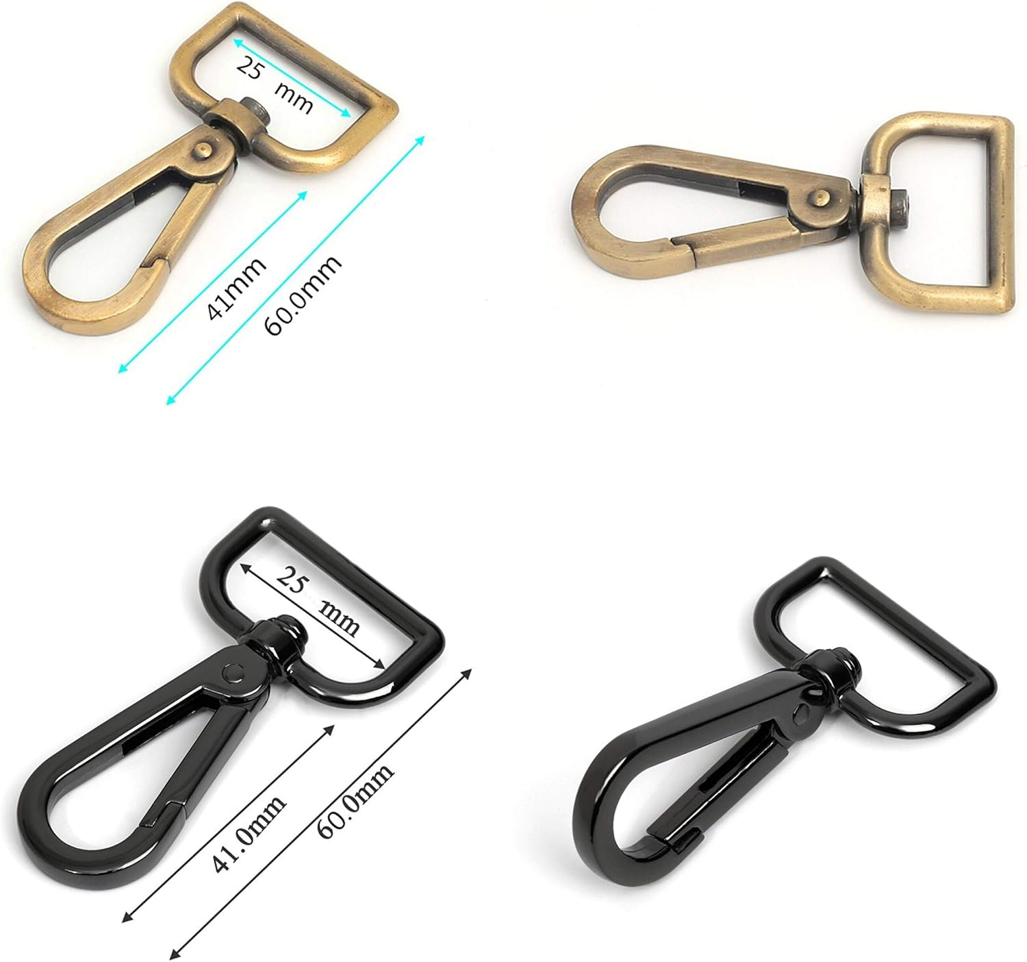 Swivel Clasps 1" D Ring Lobster Clasp Claw for Strap Push Gate Lanyard Swivel Snap Hook Clips（Assorted Color, 16 Pcs image number 2