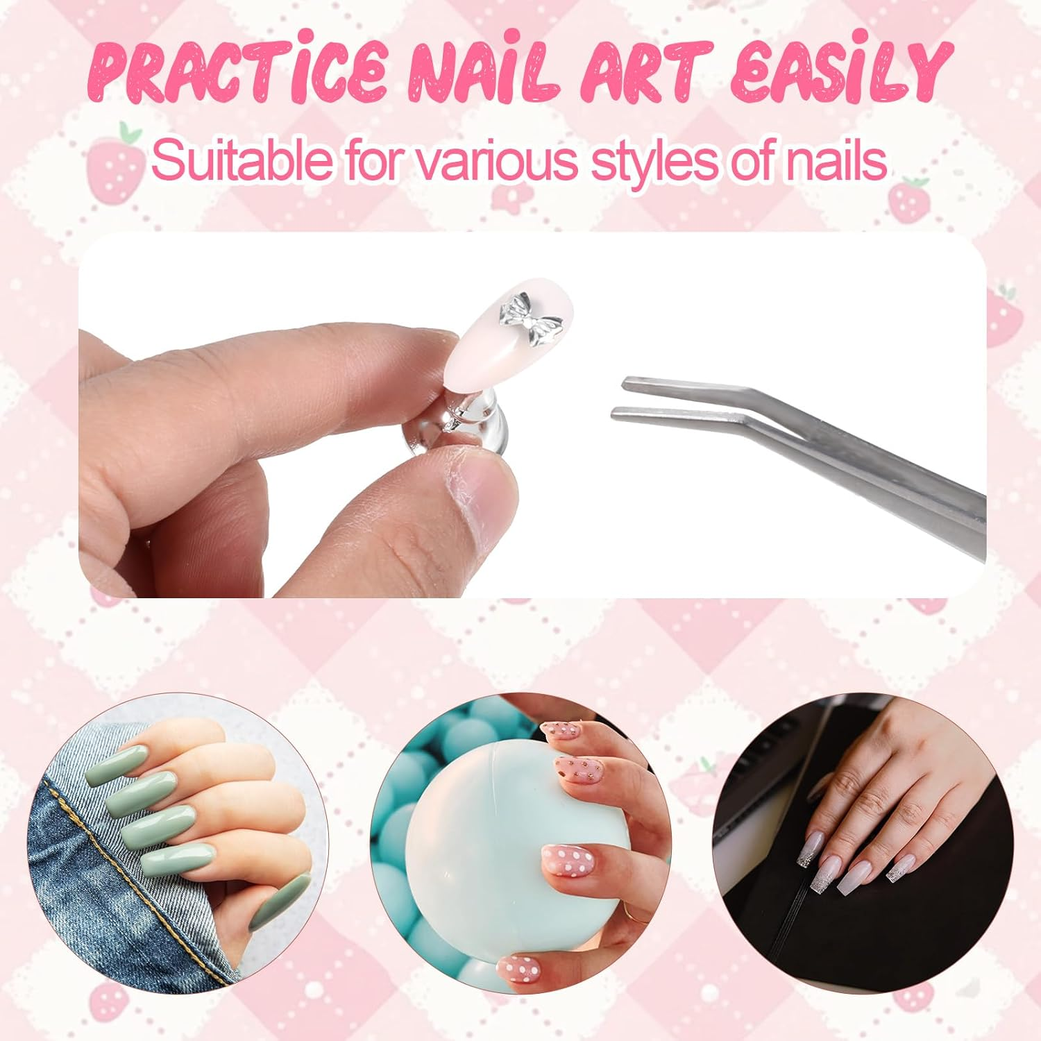 LXUEJIE Pack of 2 Nail Stands, Acrylic Nail Display Stand, Nail Practice Stand, Magnetic Nail Tips Holder for Nail Design, Nail Tools, DIY Nails (Rose Gold) image number 5