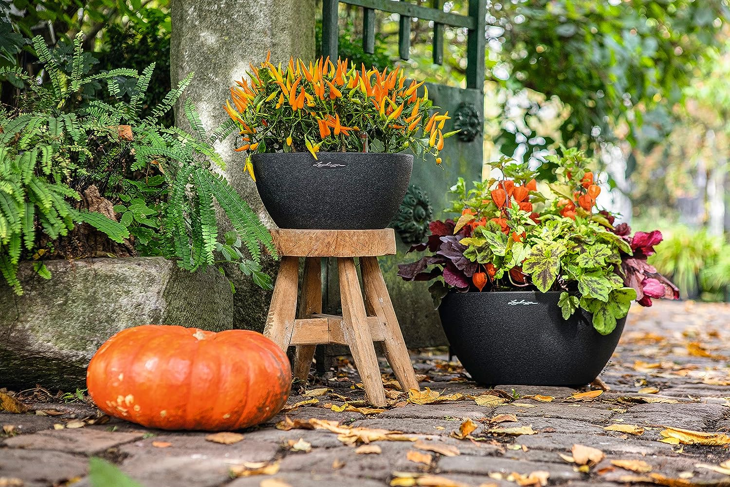 Lechuza Cubeto Color 30 All-In-One Bowl Shape Planter, Black image number 3