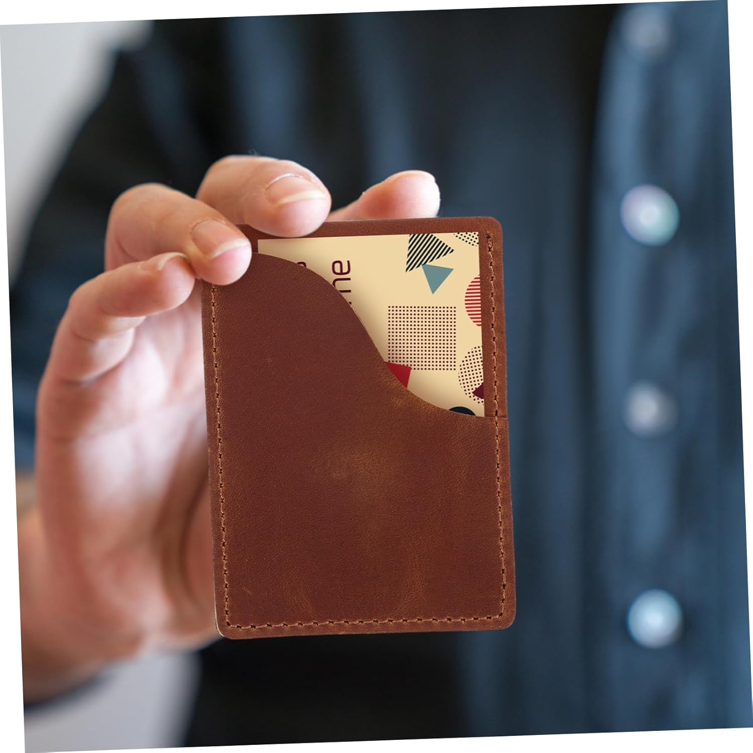 DINHEAROM Business Card Holder Card Wallet Brown Pu Leather Travel Passport Holder for Women Men Compact Organizer Storage