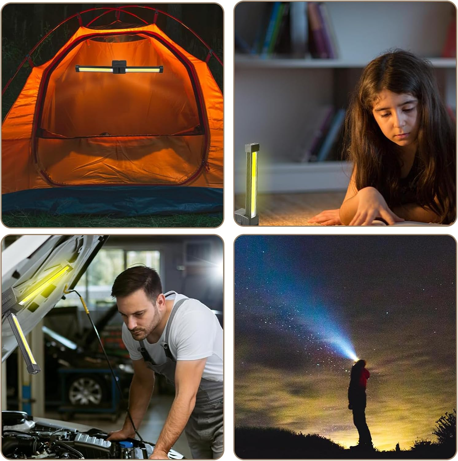 Gym Lamp for Posing, 180 Degree Folding Magnetic Work Light, 7Th Gear Dimming, Portable Magnetic LED Flashlight with Hanging Hook, Handheld USB Rechargeable Power Bank Camping Light image number 1