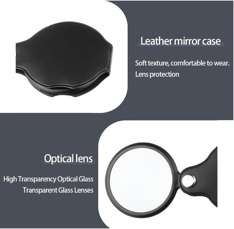 10X Small Magnifying Glass, 2PCS Pocket Magnifying Glass,Folding Magnify Glass,With Rotating Protective Holster for Reading, Books, Jewelry image number 6