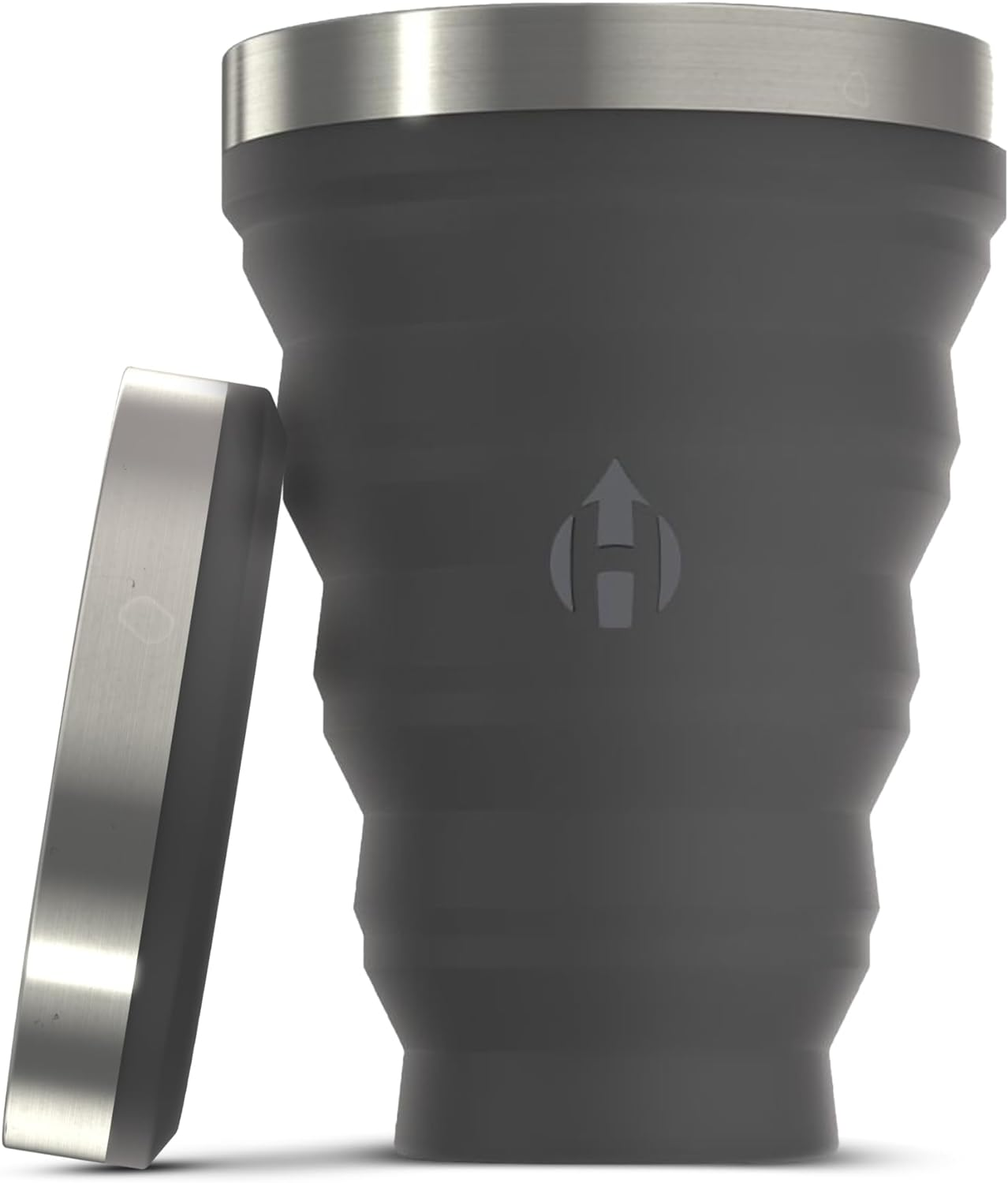 HYDAWAY Collapsible Pint - 16 Oz, Silicone & Steel Rim I Collapsible Cup for Beer, Water & Soda, Portable Drinking Cup for Party, Camping, Backpacking & Hiking, Folding Travel Cups Collapse to 1-Inch