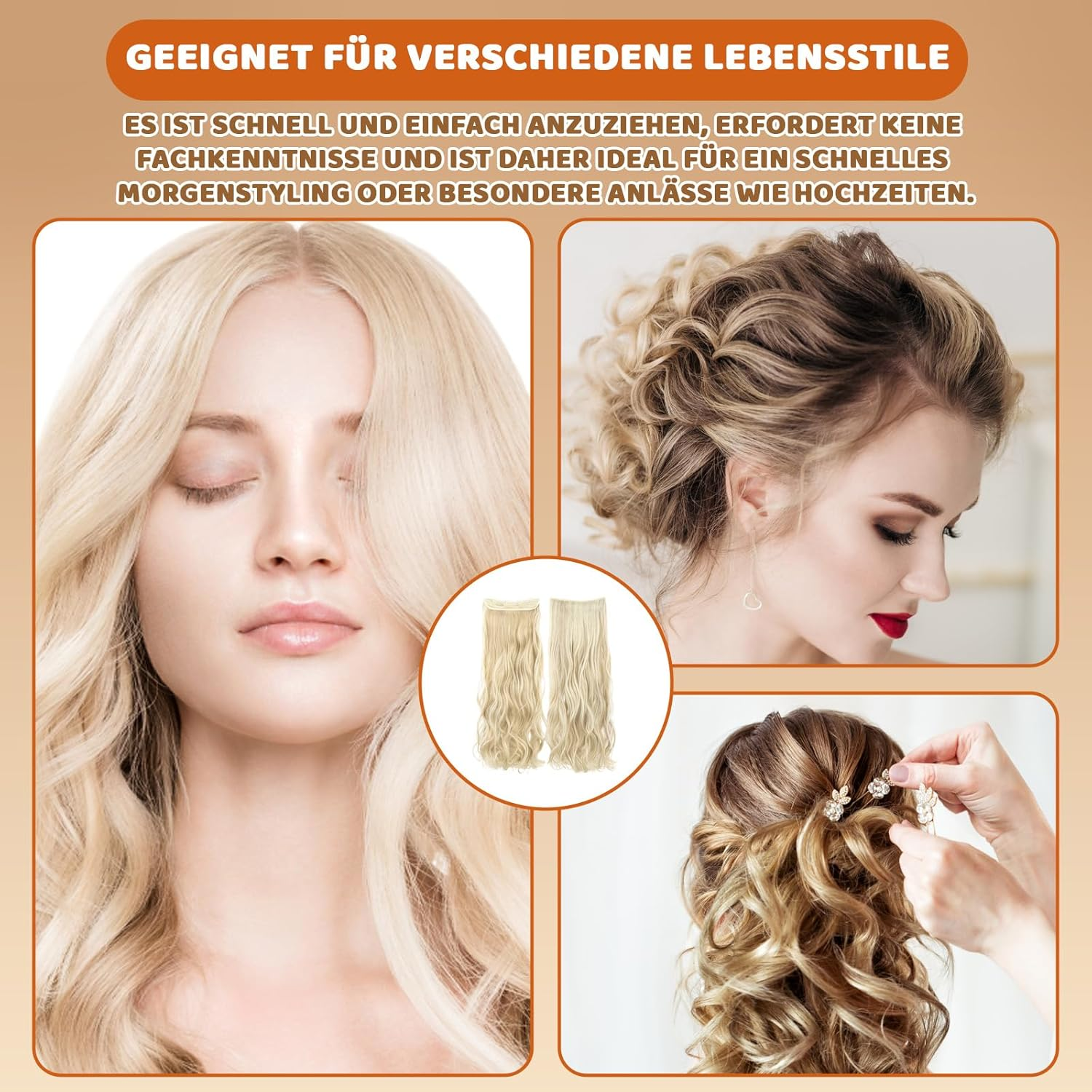 Clip-In Real Hair Extensions, Natural Hair, for Volume and Length, Easy to Use, Perfect for Any Occasion image number 5