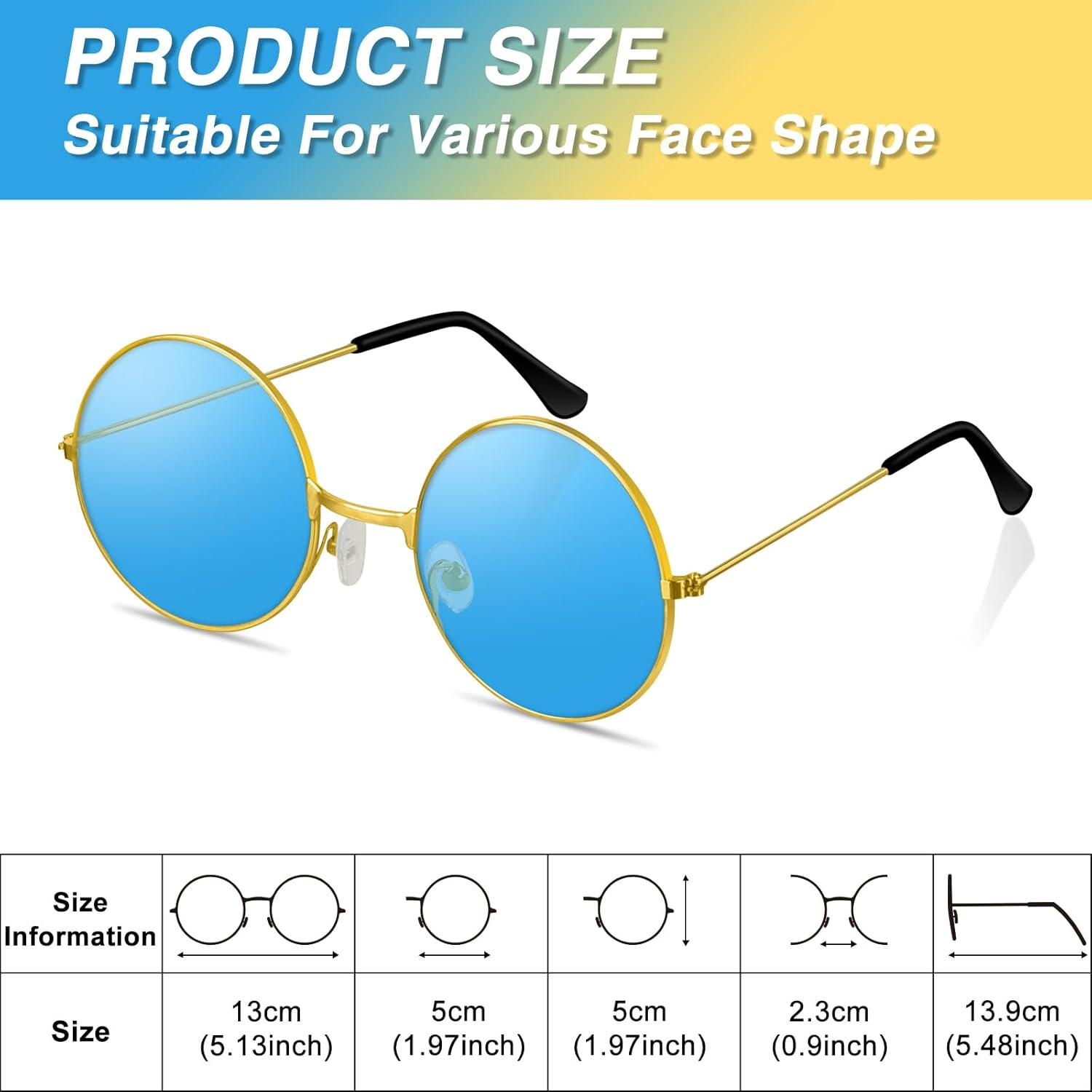 4/8/10/12/20/28 Pairs Hippie Sunglasses round Hippie Glasses 70S Party Decorations Multicolored Glasses for Women - A-Multicolor-4 image number 2