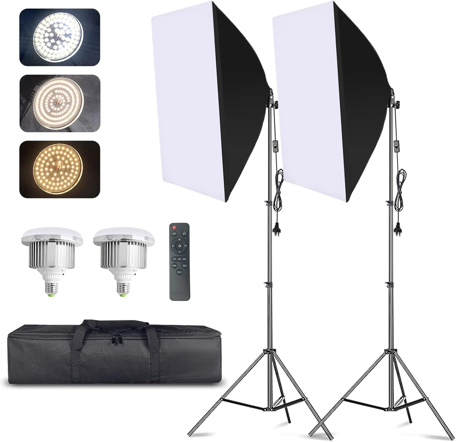 MSKIRA Softbox Lighting Kit Professional Photography 2X85W Bi-Color Dimmable LED Continuous Light Studio Equipment for Portrait Product Fashion Shooting image number 1