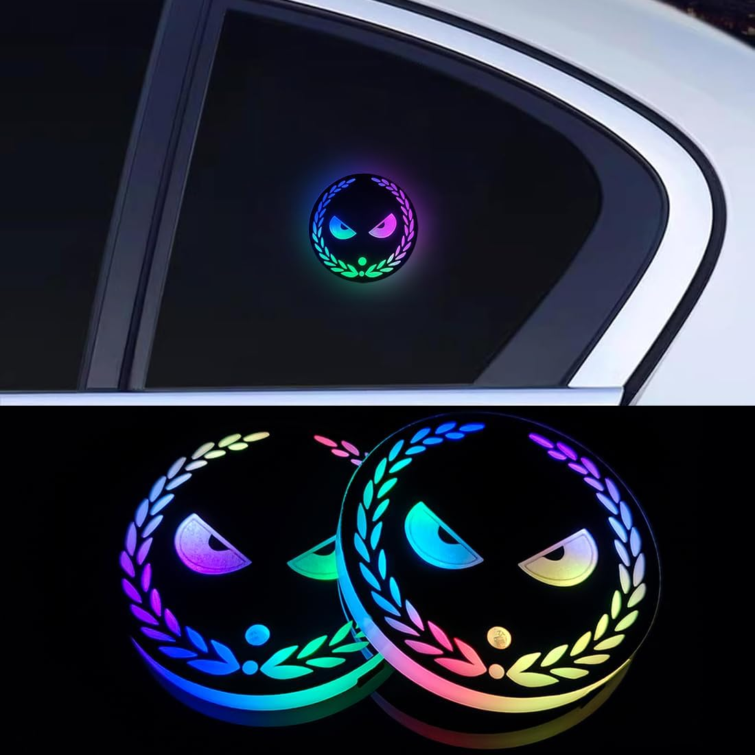 2 PCS Car Window Atmosphere Lights, 7 Colors Ambient Lighting Car, USB Rechargeable Car LED Lights, Car Interior Lights with Rainbow Effect, Portable Led Lights for Car Decoration image number 3