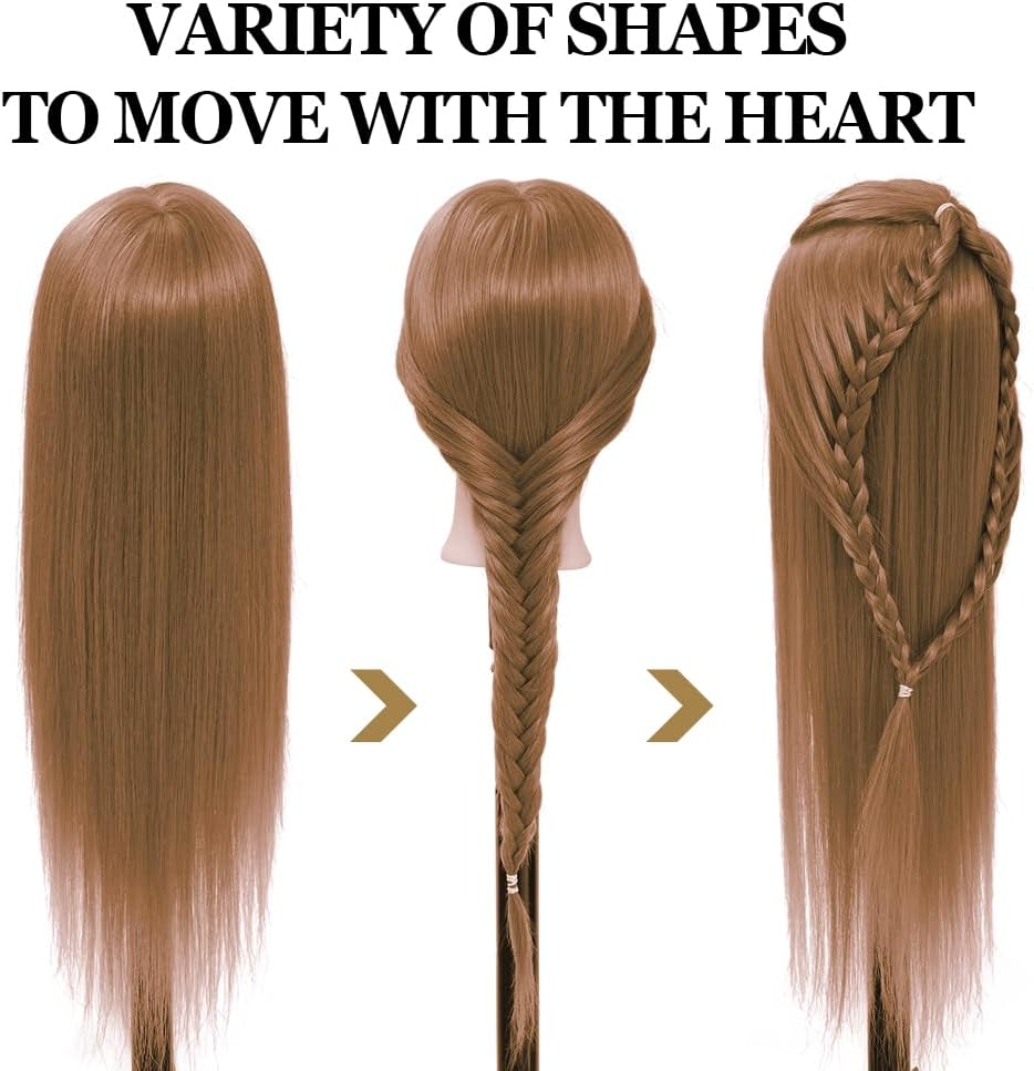 Training Head,26-28 Inch Hairdressing Head 100% Synthetic Fiber Cosmetology Mannequin Head with Free Clamp for Braiding Stying - 02G-30 image number 2