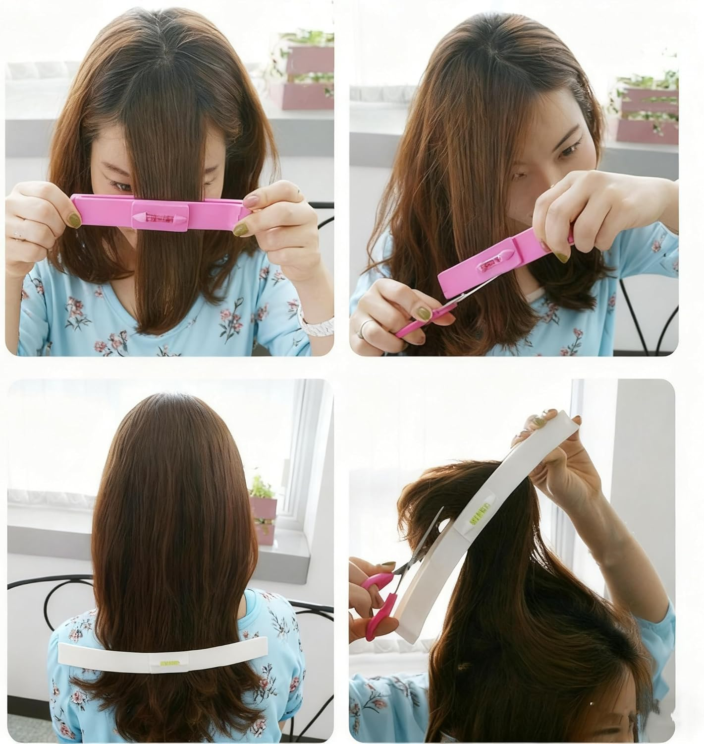 Home Hair Cutting Tool Set with Level Bubble - 2Pcs DIY Bangs & Long Hair Trimmer Guide for Women Men Kids, Salon-Like Haircut at Home image number 5