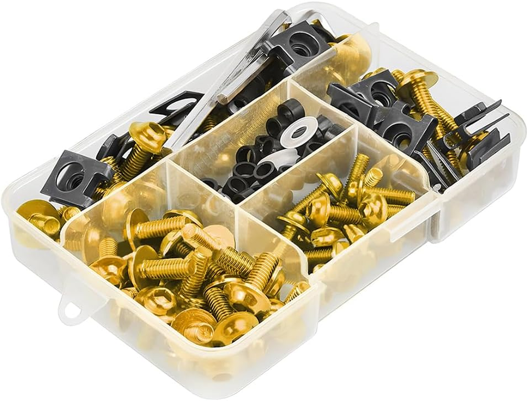 AICEL 177 Pcs Motorcycle Fairing Bolt Kit, Colorful Fasteners Bolts Nut Clips Set, M5 M6 Aluminum Motorcycle Windscreen Screws, Fixing Sportbike Bolts Fairing for Most Motorcycle