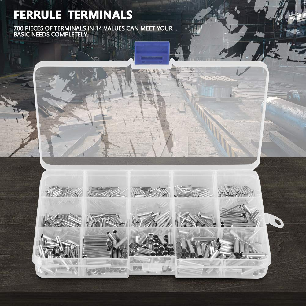 Copper Ferrule Terminals Kit for Electrical Wiring, 10-22 AWG 700PCS Wire Cable Connectors image number 5