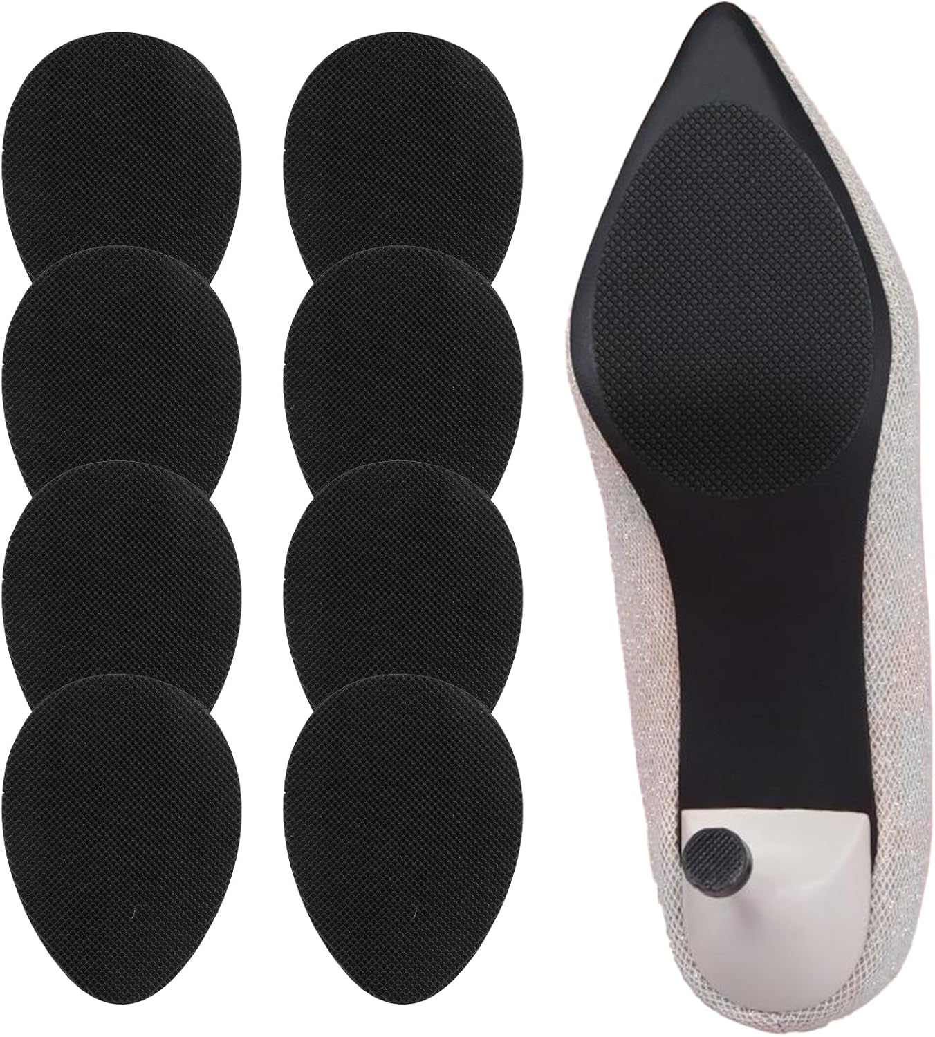4 Pairs Non-Slip Shoe Pads，Adhesive Heel Grips & Sole Protectors Cover Bottoms, Anti-Slip Silicone for High Heels Noise Reduction, Universal for Women & Men (Black, Durable) image number 2
