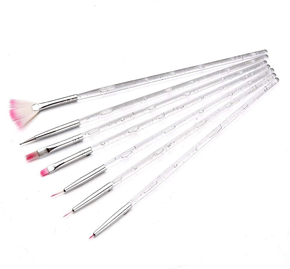 7PCS Nail Art Brush Acrylic Painting Drawing Carving Pen Manicure Tool Set 19Cm Zhengpingpai