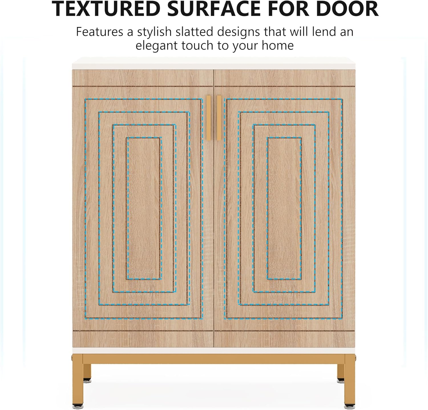 Tribesigns Shoe Cabinet with Doors, 20 Pairs Entryway Shoe Storage Cabinet with Shelves, 5-Tier Modern Free Standing Shoe Racks Storage Organizer for Closet, Living Room, Bedroom(White/Natural) - Brown/Black image number 4