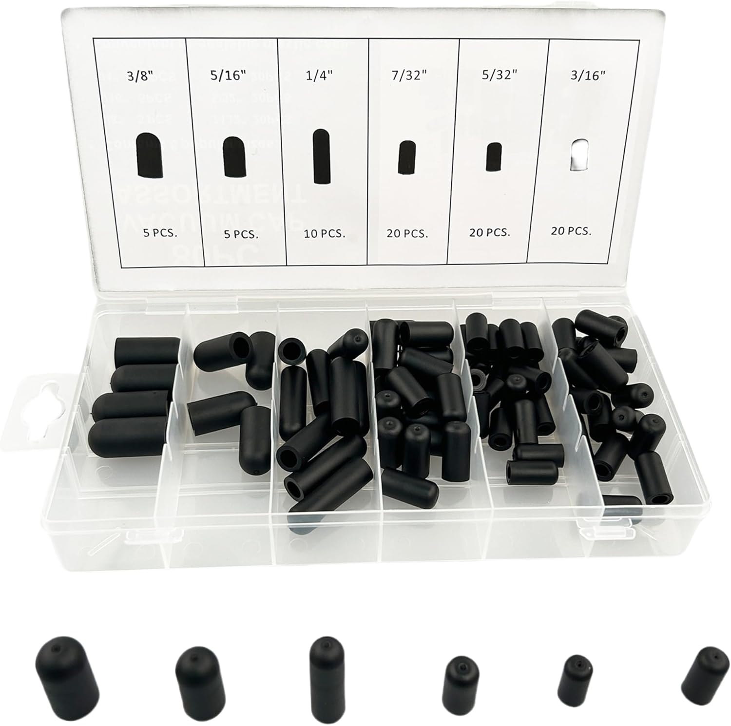80 Pieces Rubber Vacuum Cap Assortment, 4Mm 5Mm 5.55Mm 6.35Mm 8Mm 9.5Mm Inner Diameter Dropper,Hose Caps Kit for Carburetor Manifold image number 4