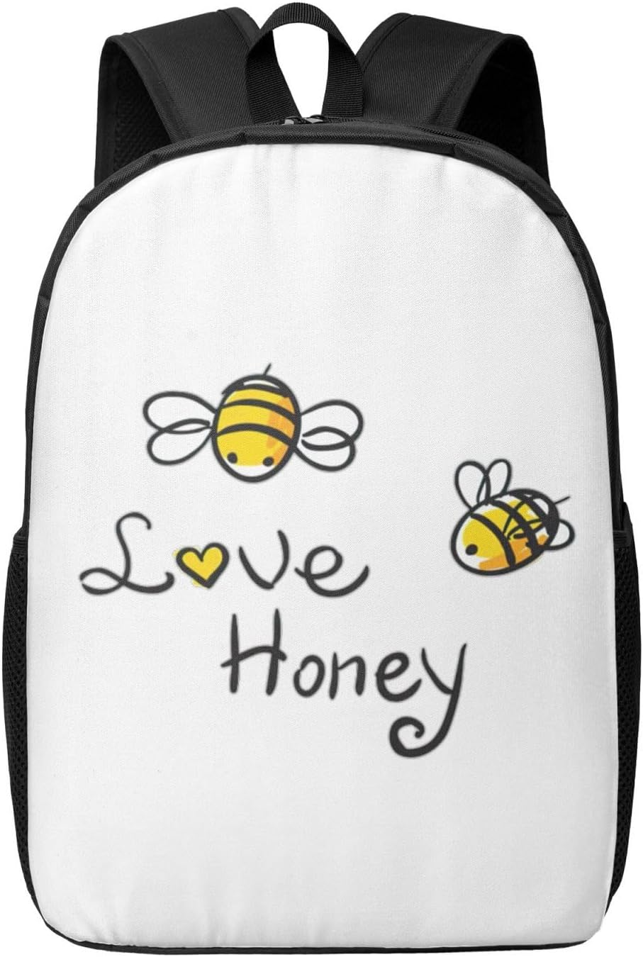 Edwal Bee Love Honey Print Lightweight Backpack Unisex Casual Rucksack Travel Stylish Daypack for Work College, Black, One Size