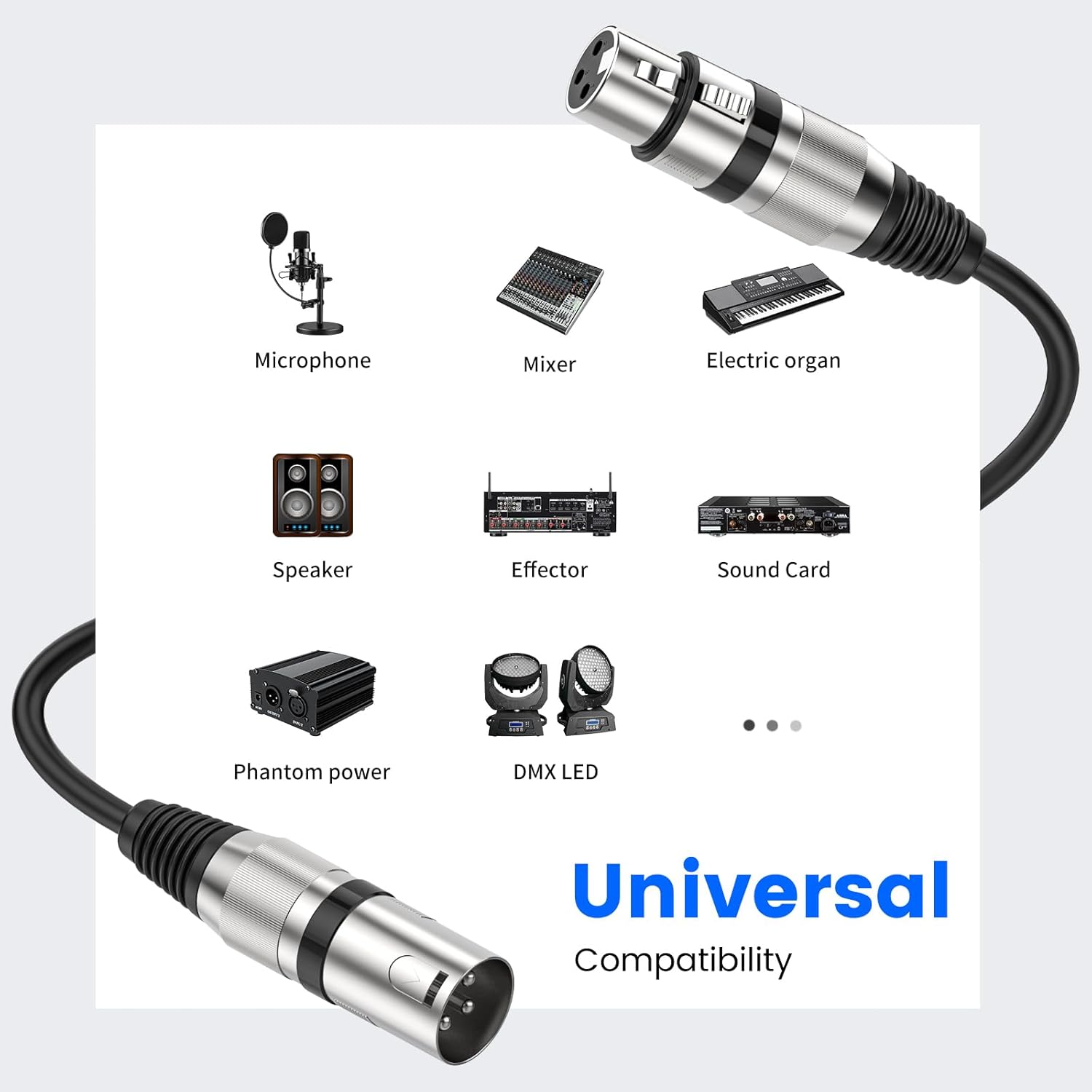MOSWAG XLR Microphone Cable, Mic Cable 3 Pin Balanced Shielded XLR Cable for Speaker Wire, DJ Equipment, Audio Sound Consoles,Recording Studio,Recording Microphones image number 5