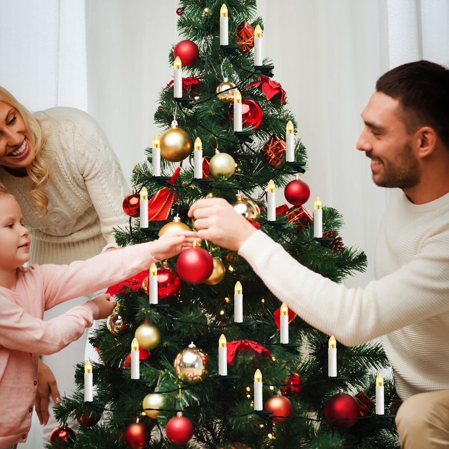 Holdonelight LED Christmas Tree Candles with Clips, 40 Leds, Warm White, 8 Modes, USB Timer, Dimmable, Indoor and Outdoor Use (40 Leds, 13 M Long, Warm White) image number 3