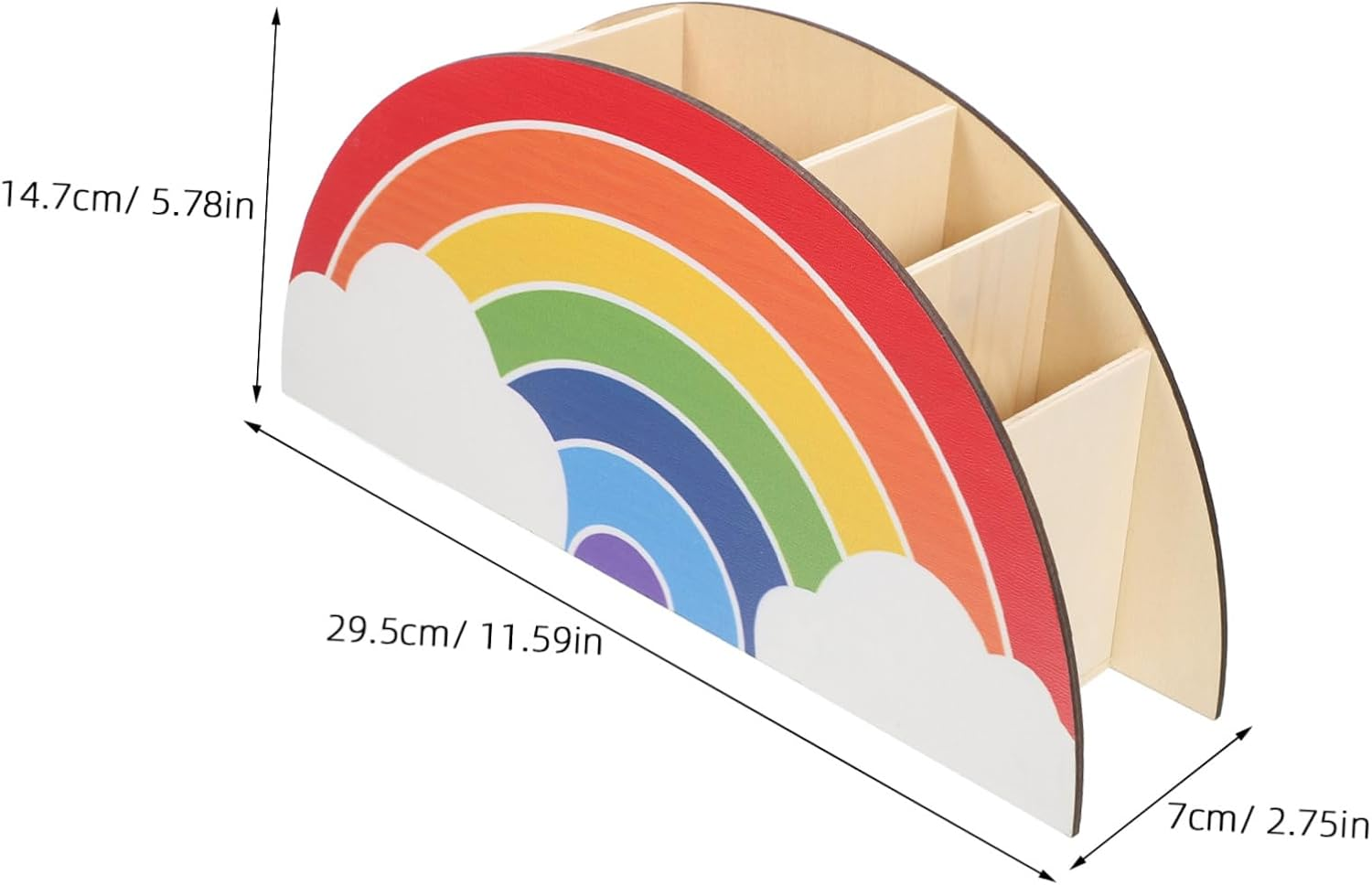 KICHOUSE Rainbow Wooden Pencil Holder for Kids Desk, School Supply Organizer and Cosmetic Cup Holder, Wood Cylinder Pen Storage Box for Classroom and Home Office Accessories image number 4