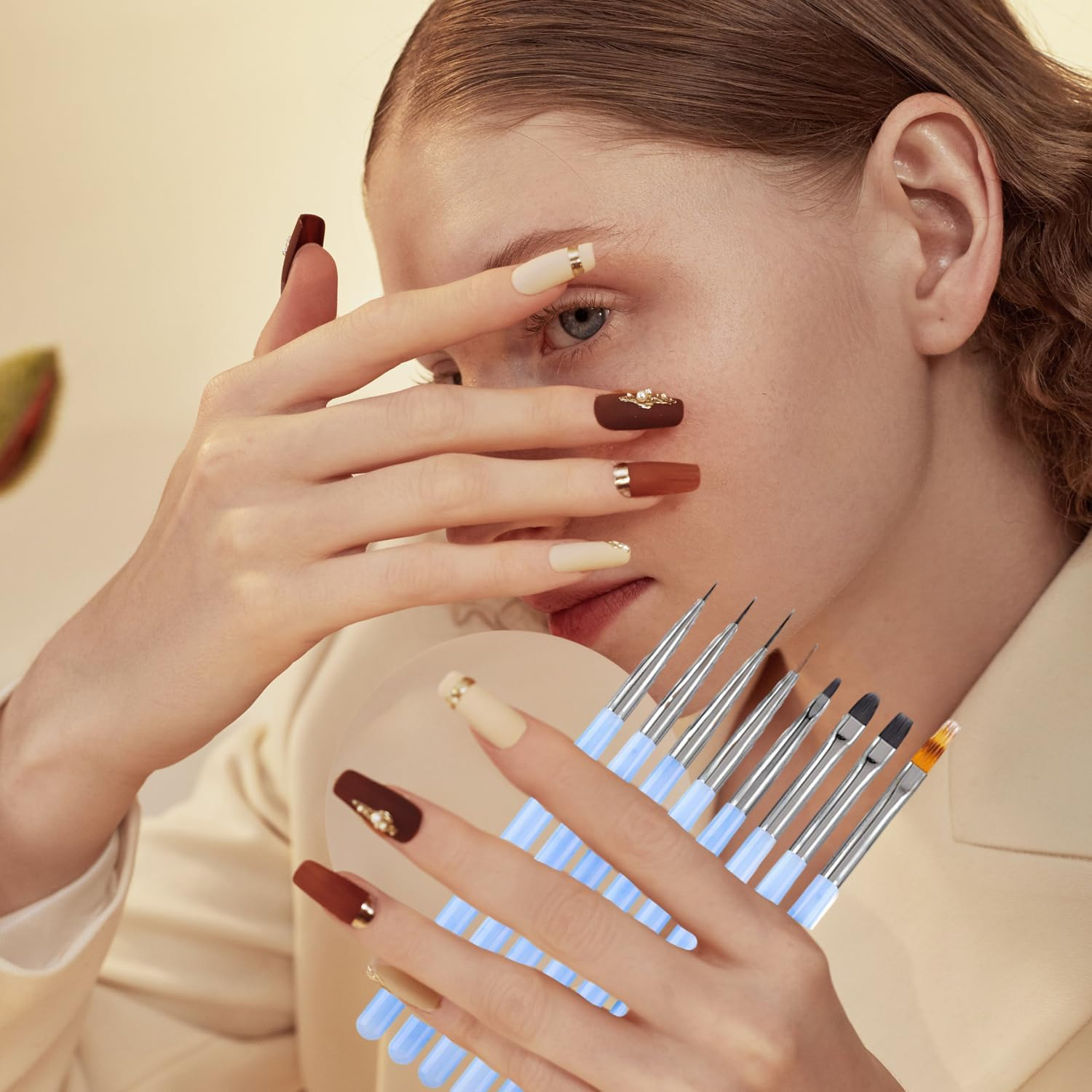 8 Piece Nail Brush, Brush for Gel Nails Set, Nail Design Gel Brush, Dotting Painting, Line Pen, Acrylic Brush Fineliner for DIY Nail Art Design image number 1