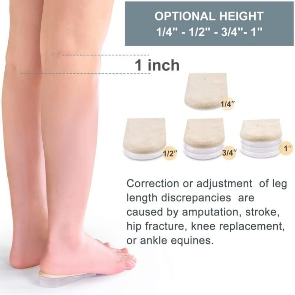 Adjustable Orthopedic Heel Lift Inserts, Gel Heel Pads, Height Increase Insole for Leg Length Discrepancies, Heel Spurs, Heel Pain, Sports Injuries, and Achille Tendonitis (White, 40-45) image number 4