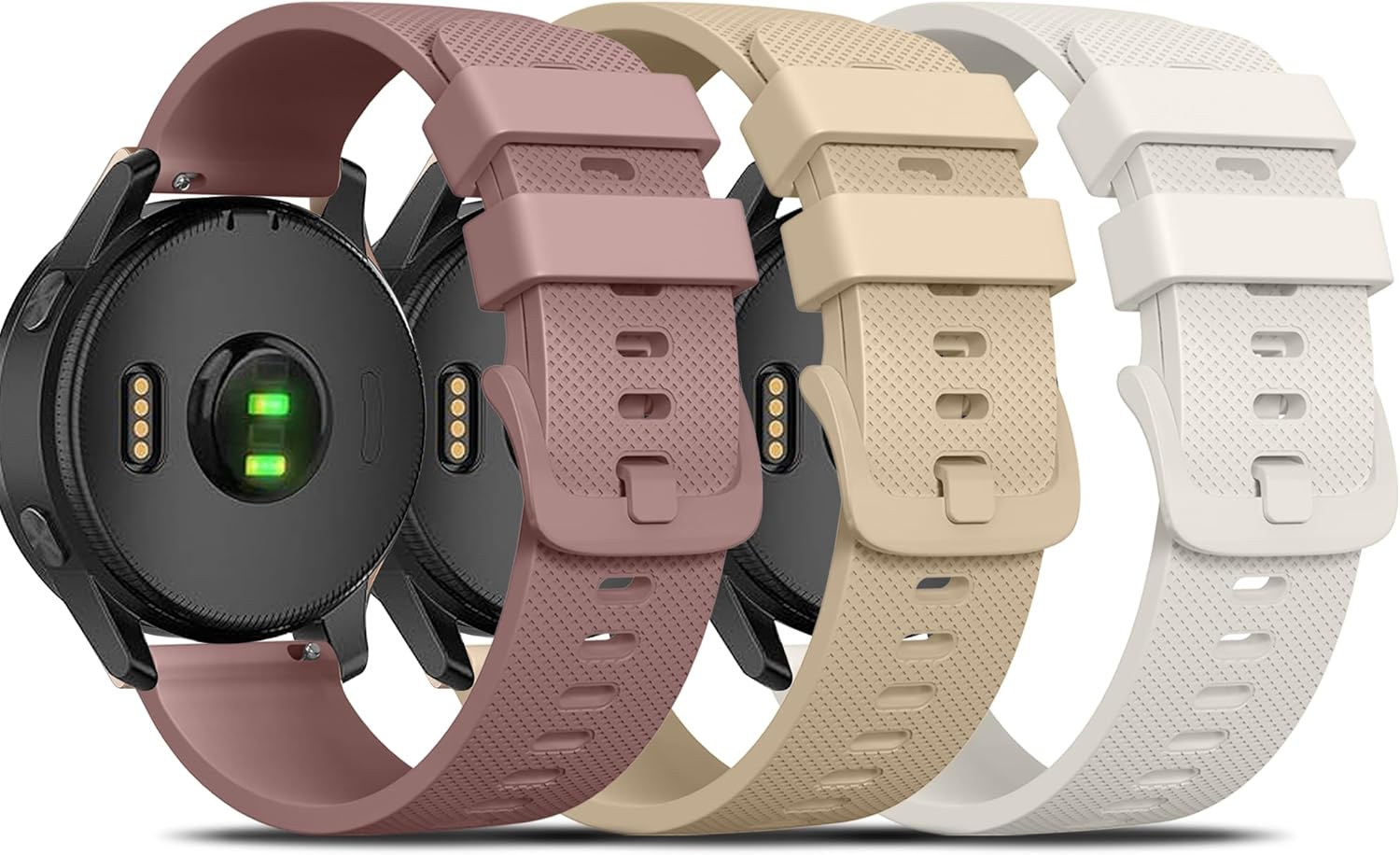 3 Pack Sport Bands for Garmin Forerunner 245 Band, Garmin Vivoactive 5 Band, Garmin Venu SQ Band,20Mm Soft Silicone Replacement Watch Strap for Garmin Forerunner 55/645/245 Music Smartwatch image number 1