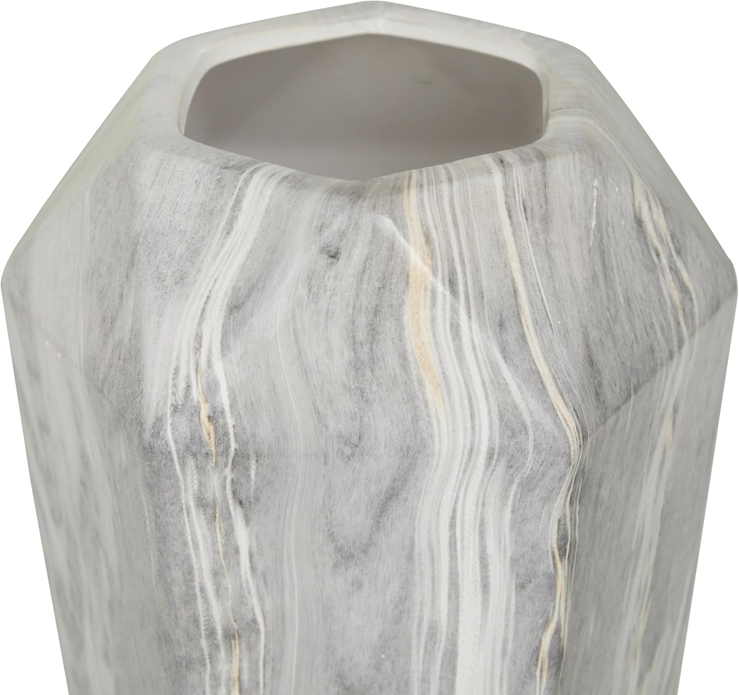 Deco 79 Ceramic Decorative Vase Faux Marble Centerpiece Vase, Flower Vase for Home Decoration 7" X 7" X 14", Black image number 5