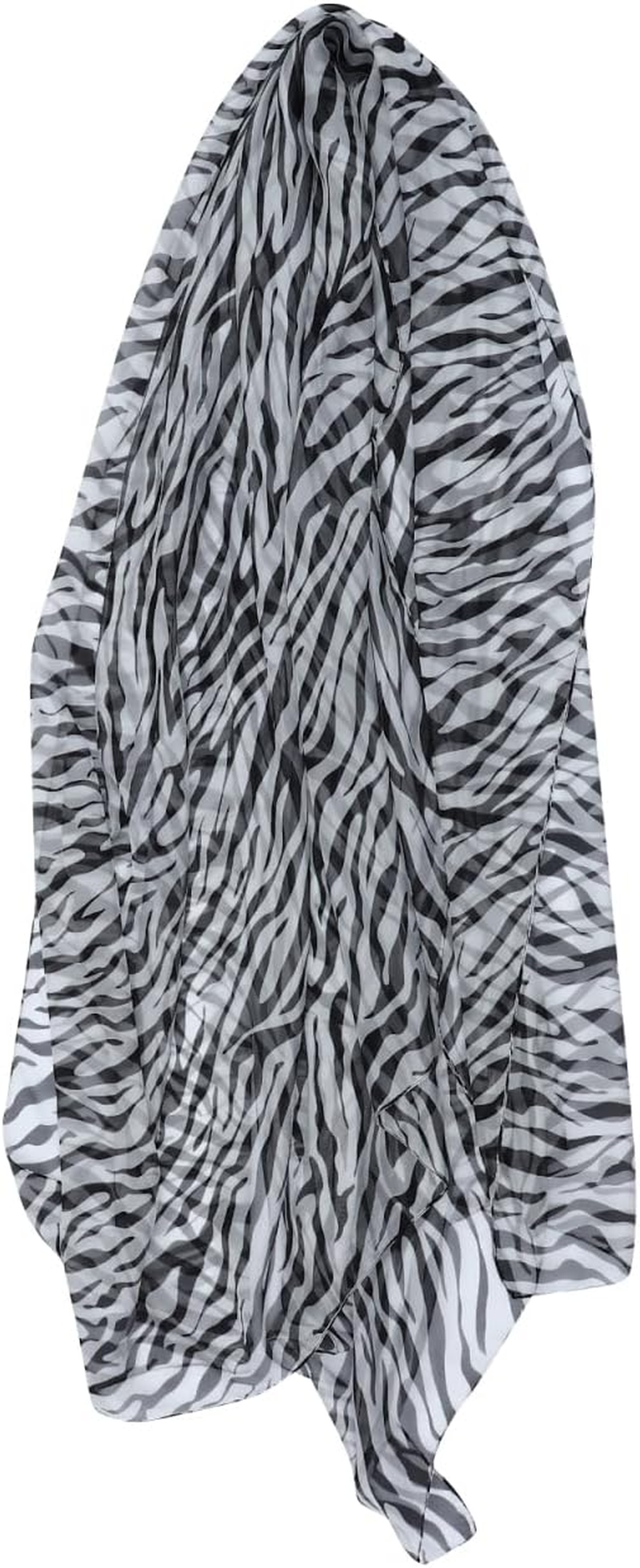 LIFKOME Zebra Pattern Chiffon Scarf Lightweight Decorative Zebra Print Beach Scarf Silky Texture for Comfortable Wear for Everyday Use and Outdoor Activities 190 * 130Cm image number 5