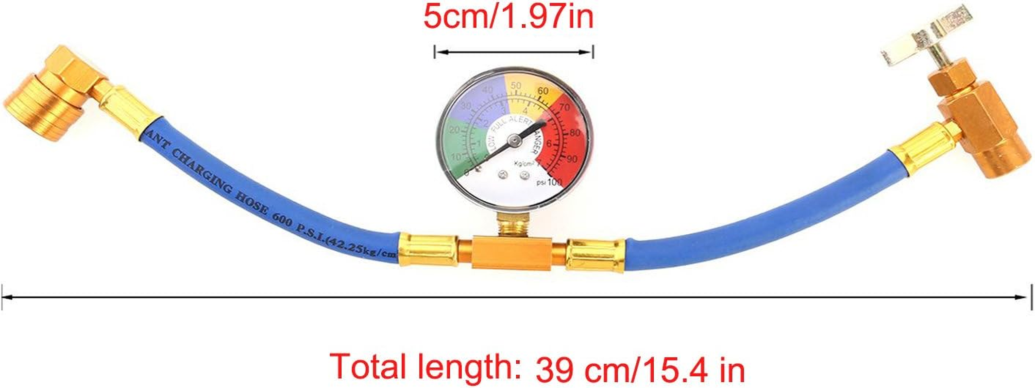 R134A Car AC Refrigerant Charge Hose Kit Recharge Hose with Gauge,A/C 1/2 Recharge Measuring Kit Can Tap Air Conditioning Pressure Gauge R134A by Ketofa image number 1