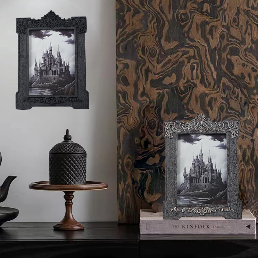 SIKOO Gothic Picture Frame 5X7 Vintage Picture Frames Antique Picture Frames Ornate Black Picture Frames Baroque Frames Wall Picture Decor Halloween Decorations Tabletop Decor Photo Gallery,Black image number 4
