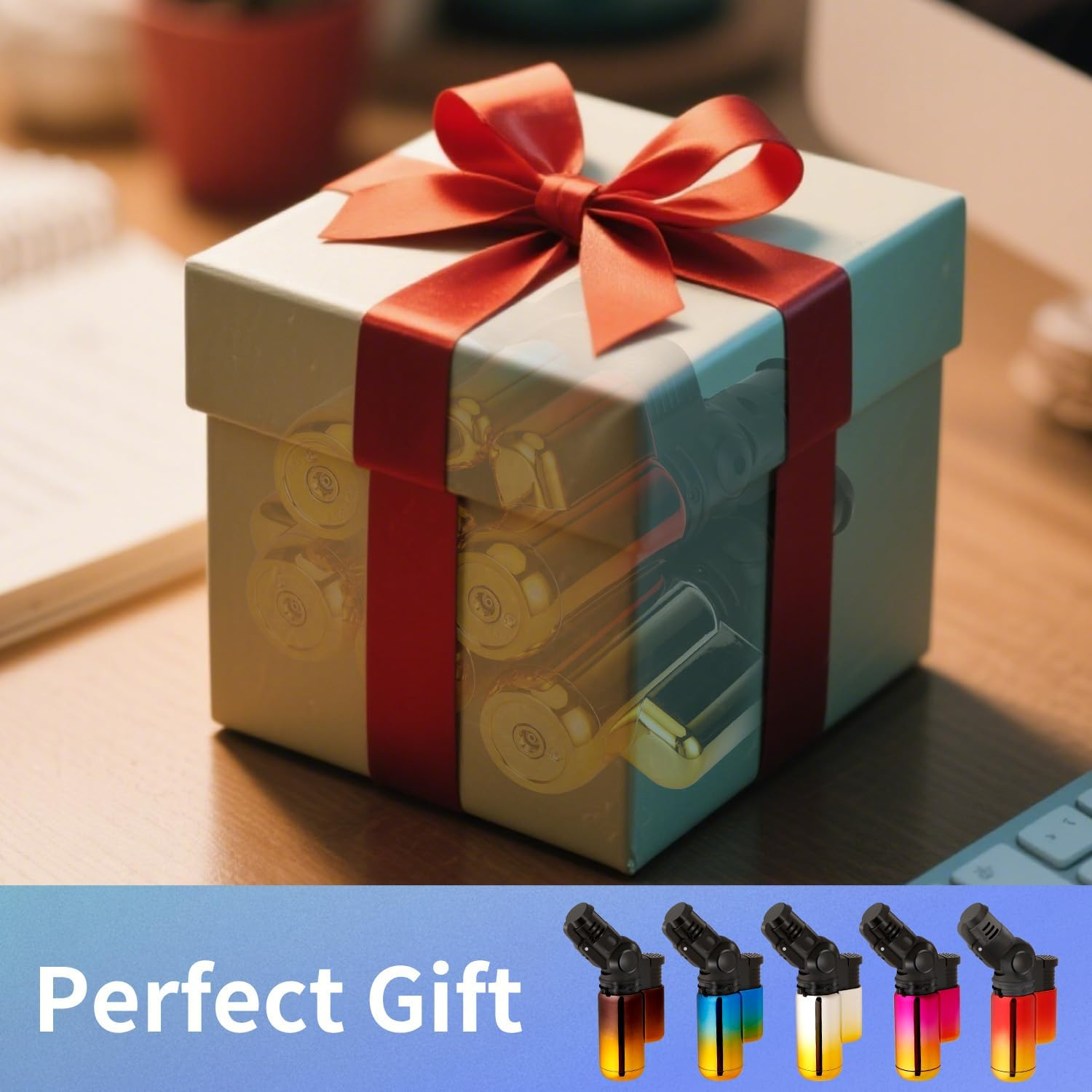 Pack of 5 Torch Lighter, Mini Jet Single Flame Butane Lighters, Multi-Purpose Lighter,45&deg; Rotatable for Campfires, Candle, Fireplaces, Christmas Party Favors (Gas Not Included) image number 5