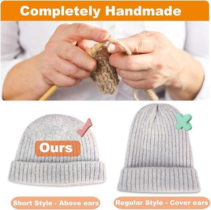 Xyzabcds Wool Knit Trawler Beanie Hat, Short Fisherman Skull Cap Knit Cuff Beanie Cap for Men Woman image number 6