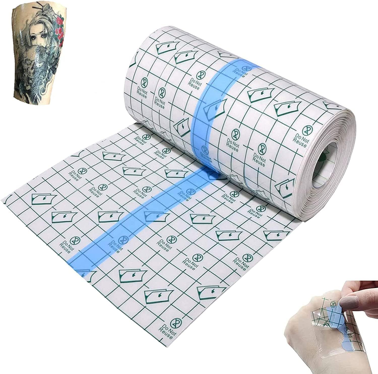 Tattoo Aftercare Bandage Roll Waterproof Transparent Film Second Skin Bandage for Tattoo Initial Healing and Skin Repair Adhesive Tattoo Supply Wrap (6 in X 5 Yd Roll)