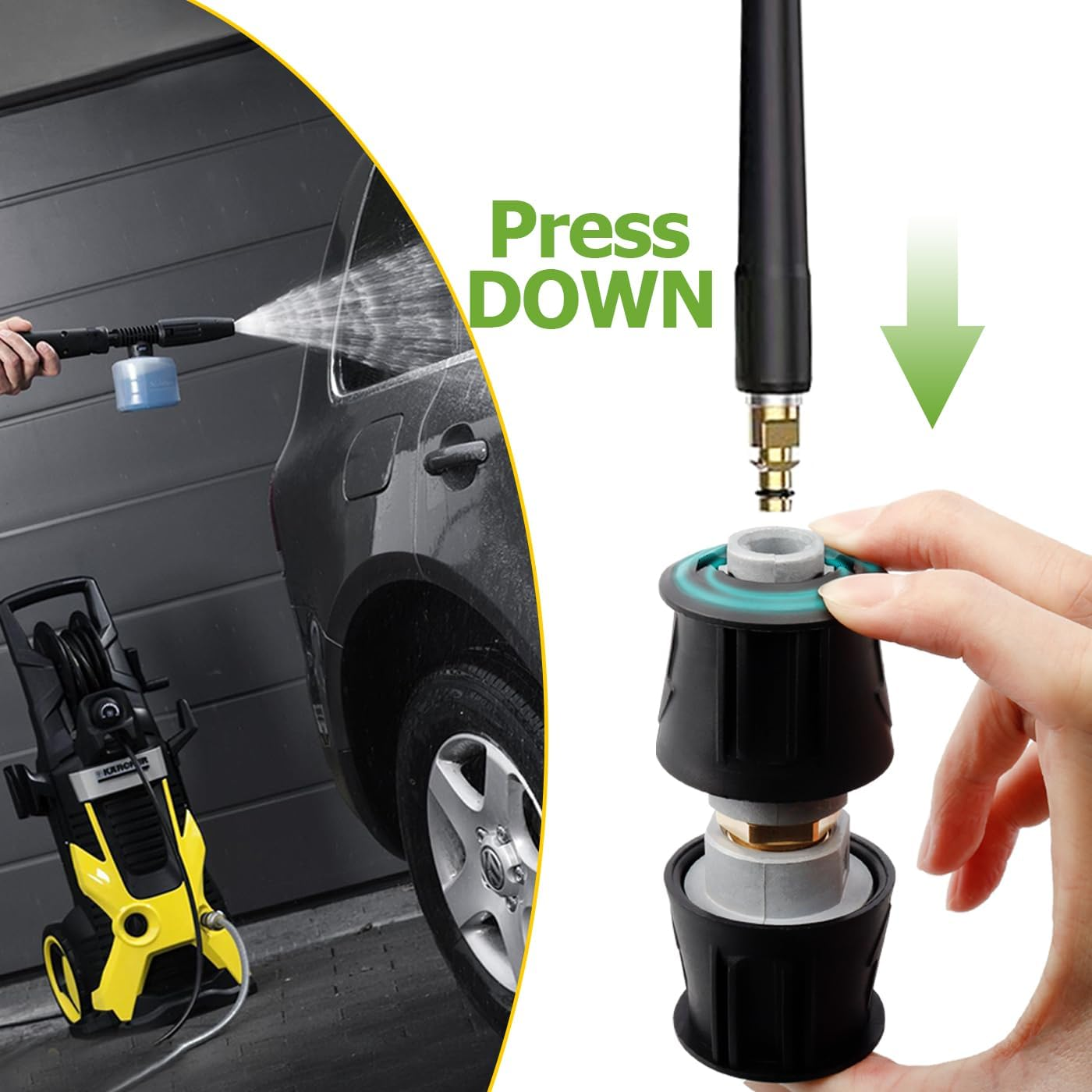 High Pressure Quick-Fitting Replacement for Gun and Power Washer, Quick Coupling Hoses Pressure Washer Hose Connector Adapter for Karcher, M22 14Mm Female Fitting image number 2