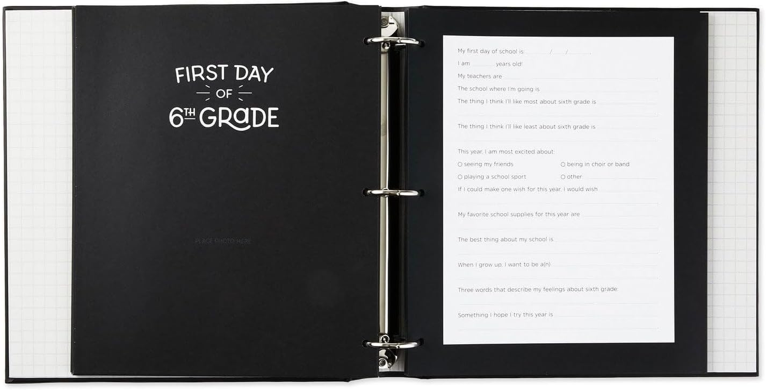 Hallmark 'School Days: My Through-The-Years' Memory Album -School Memory Collection Book - 58 Pages - Chalk-Style White Lettering on Black Cover image number 2