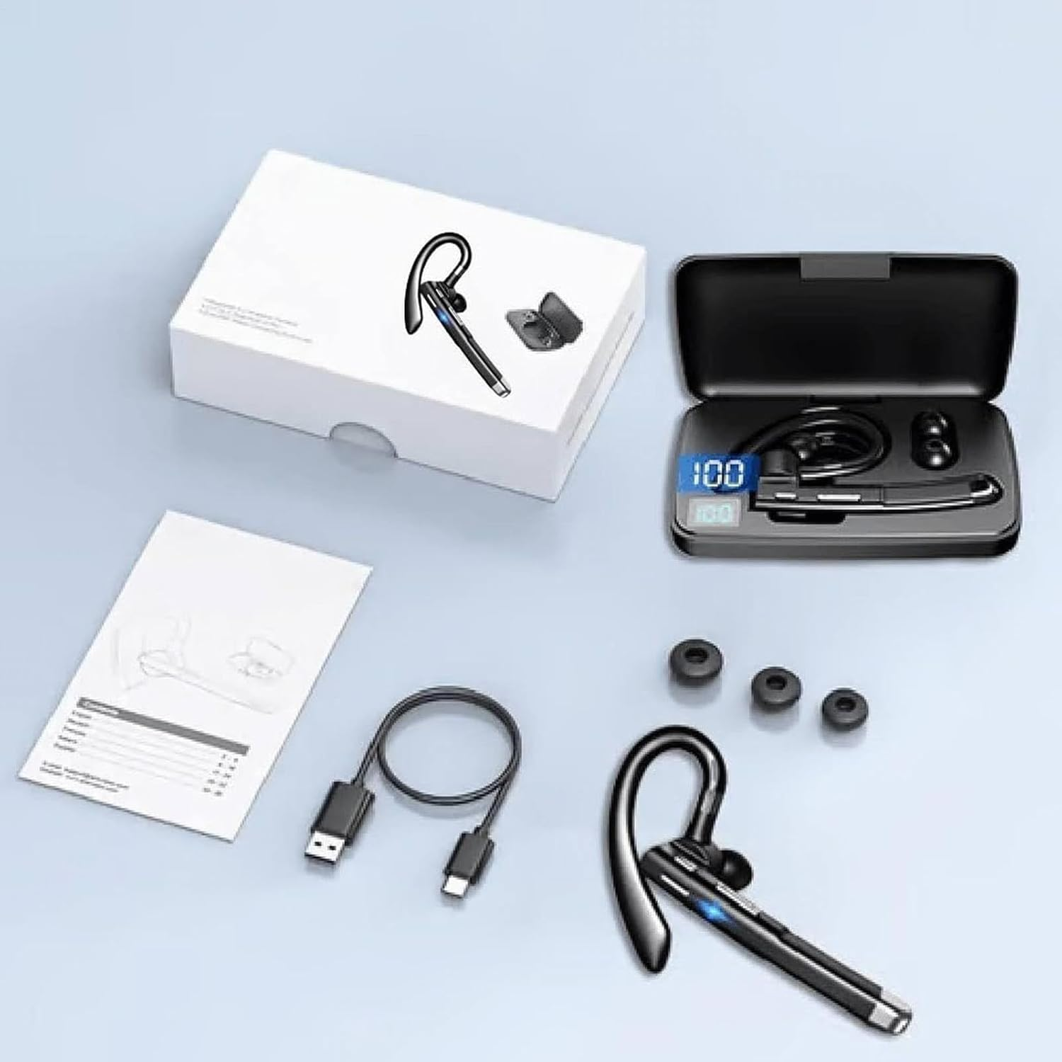 Earphones Translator Device, Wireless Noise Reduction Headphones, Real-Time Translation Earbuds, Perfect for Travel Business School Learning Meetings Adults Students, Black image number 1
