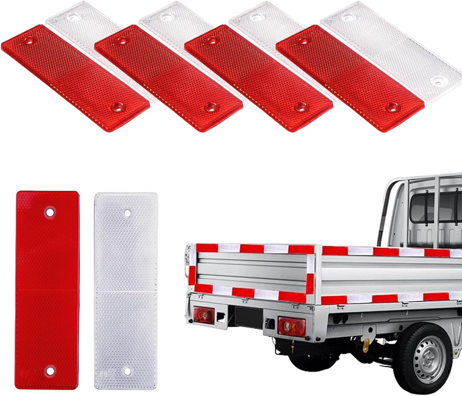 10Pcs Self Adhesive Trailer Rectangular Reflectors Car Rear Reflectors, Safety Reflector for Gate Posts, Truck Agricultural Machines Bikes Lorry Trailer Reflector