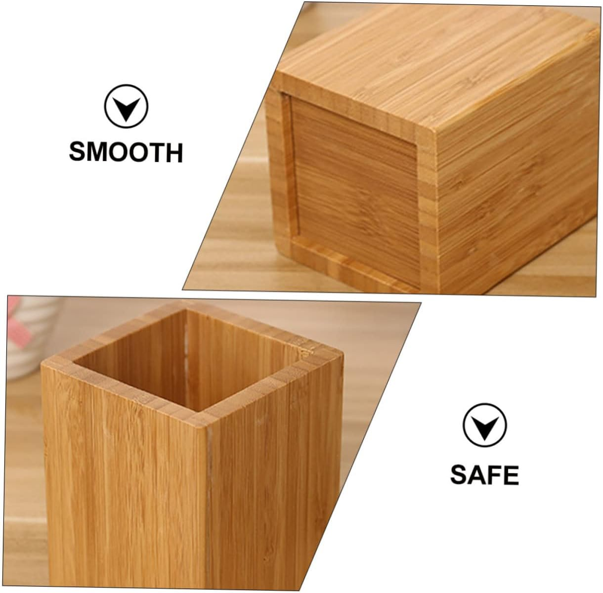NUOBESTY Bamboo Storage Box for Desktop Pen Holder Natural Style Pen Basket Multifunctional Organizer for Office and Home Decorative Accessories image number 2