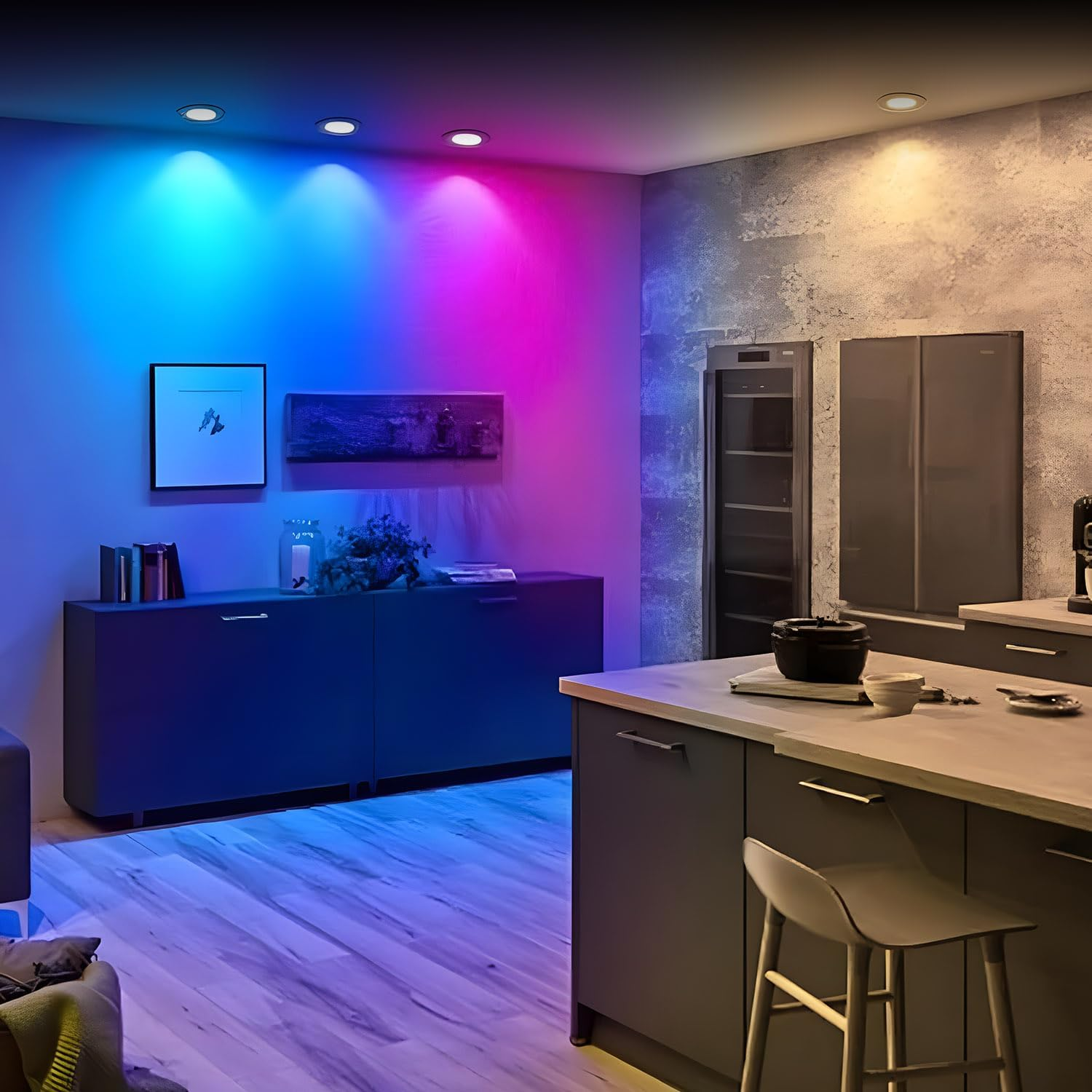 Arotelicht 10W Smart Downlight, Dimmable RGBW CCT 2700K-6500K LED Ceiling Light, Recessed 90-100Mm Cutout, Bluetooth APP Control Color Chaning Led down Lights for Ceiling image number 2