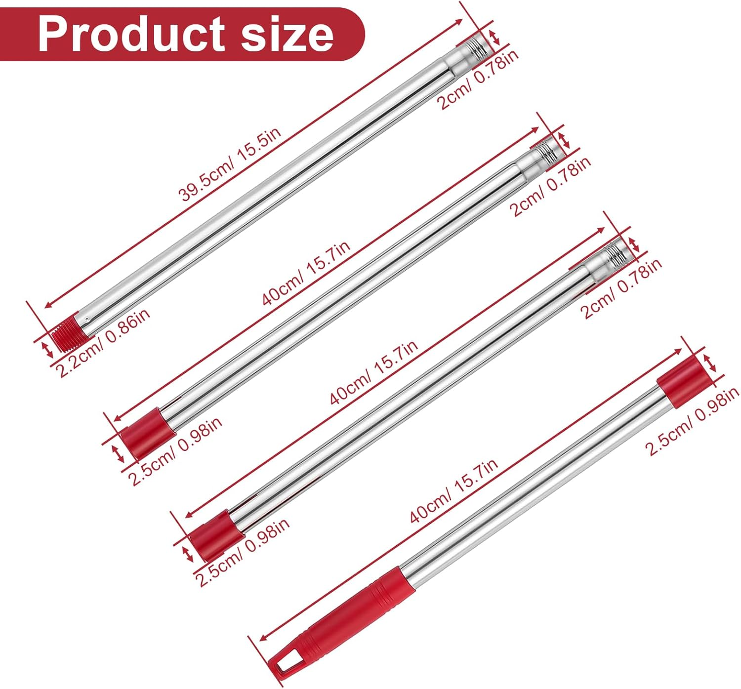 PHMING Telescopic Pole with Handle, Telescopic Pole Window Cleaning, 4 Sections Telescopic Poles, Total Length after Connection up to 148 Cm, for Home, School, Hotel image number 2