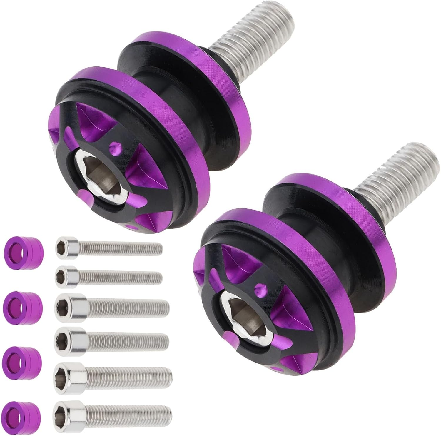 Windance 2Pcs CNC Aluminum Alloy Swing Arm Spools Sliders Stand for Motorcycles Scooters Electric Bicycles with 6Mm 8Mm 10Mm Screws, Swingarm Bobbins (Blue)