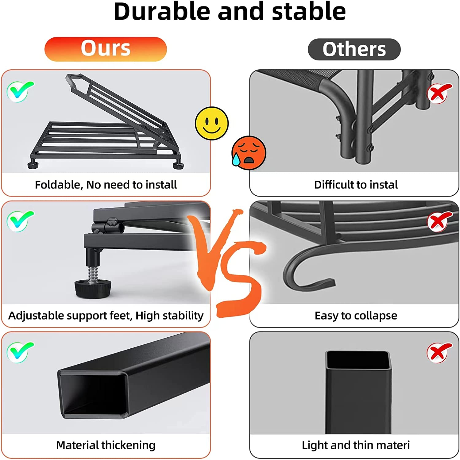 Stlove&reg; Firewood Racks, Metal Fireplace Rack, Indoor Outdoor Folding Fireplace Log Rack, Open Log Holder for Wood Storage, Keeps Firewood Neat,Drying, Fit on Garden,Beside Fire Pits(Not Include Wood)