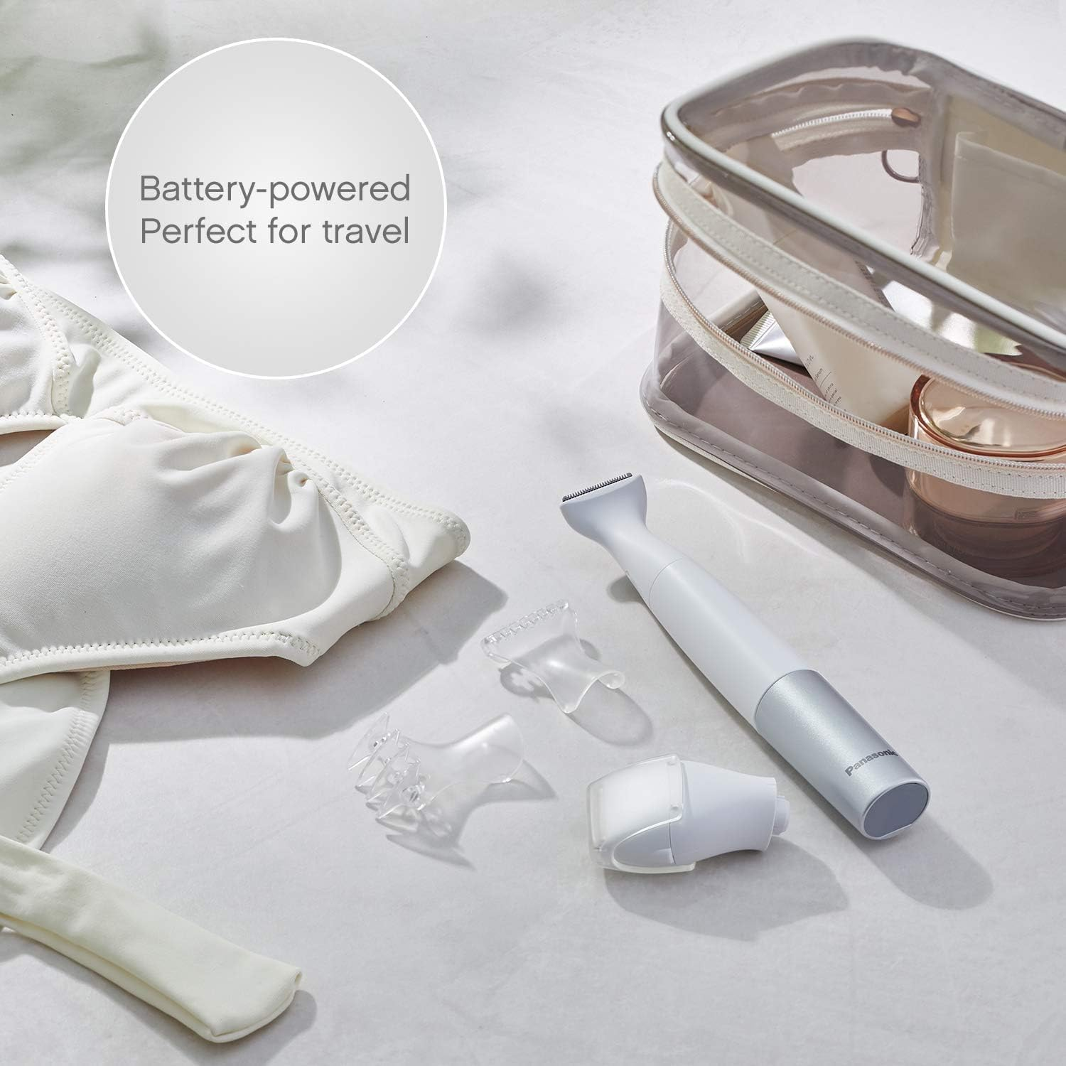 Panasonic Bikini Trimmer & Shaver: Gentle & Fast Hair Removal - Waterproof Body & Head, Compact & Portable Design, Battery-Powered for Convenient Use (ES-WV62-H341) image number 6